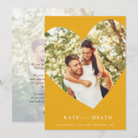 SAVE THE DATE photo moderne élégant coeur jaune
