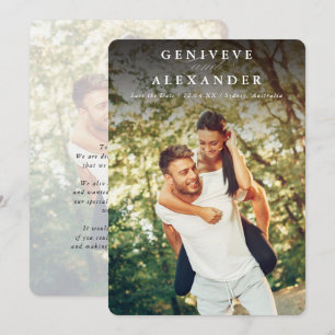 Invitation SAVE THE DATE photo moderne élégants noms foncé