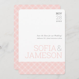Invitation SAVE THE DATE simple moderne type pastel gris rose