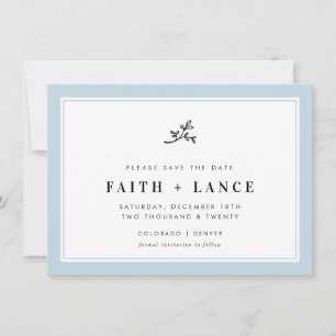 Invitation SAVE THE DATE Sprig moderne simple bordure bébé bl