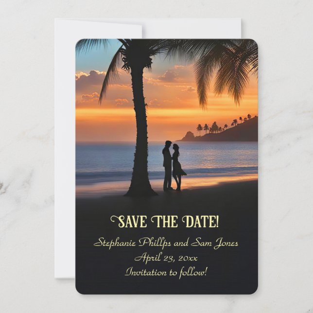Invitation Save the Date Tropical Beach Romantic Couple (Devant)