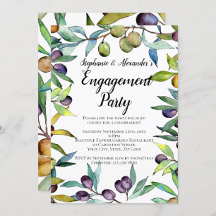 Invitation Savoureux Olives Toscane Aquarelle Partie d'engage