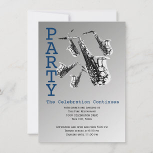 Invitation Saxophone Music Bar Mitzvah Réception