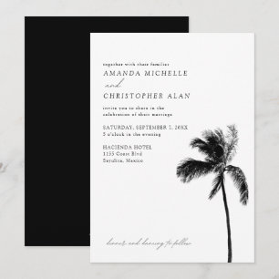 Invitation Sayulita Mariage Mexique Palmier noir et blanc