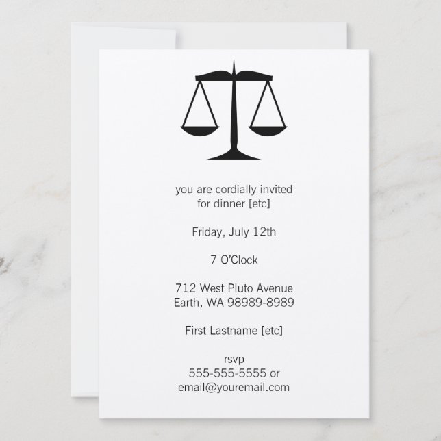 Invitation Scales of Justice (Droit) (Devant)