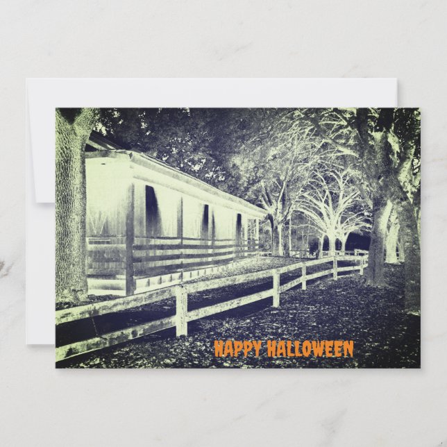 Invitation Scandale Black and White Cabine Woods Halloween Pa (Devant)