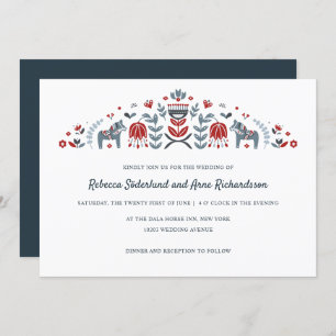 Invitation Scandinave folk Art Dala Horse Mariage