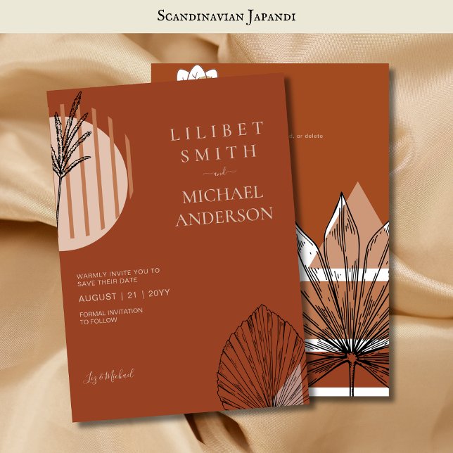 Invitation Scandinave Japandi Moderne Abstrait Dates d'enregi (Créateur téléchargé)