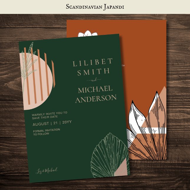 Invitation Scandinave Japandi Moderne Abstrait Dates d'enregi (Créateur téléchargé)