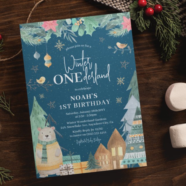 Invitation Scandinave 'Winter ONEdeland' 1er Anniversaire (Créateur téléchargé)