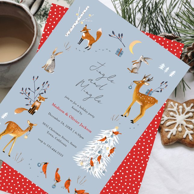 Invitation Scandinavian Woodland Animals Christmas Party (Scandinavian Woodland Animals Christmas Party Invitation)