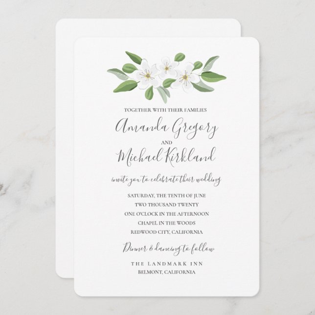 Invitation Scarborough Sage Monogram Suite Mariage (Devant / Derrière)