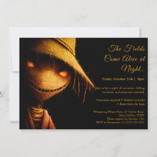Invitation Scarecrow Shadows Halloween Costume Party Invitati
