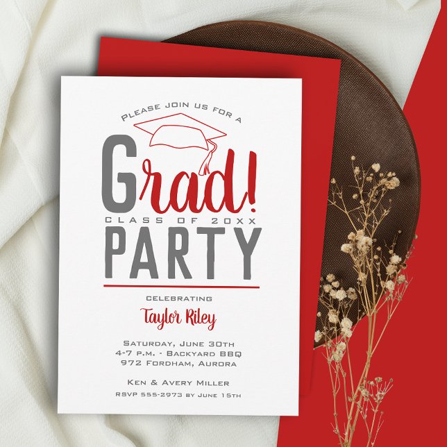 Invitation Scarlet et Grey Graduation Party (Créateur téléchargé)
