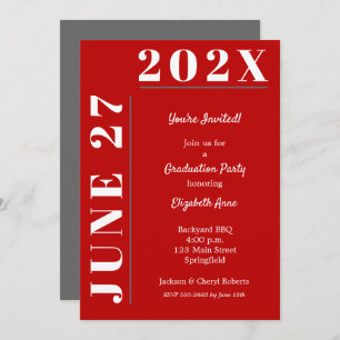 Invitation Scarlet Grey White Graduation Party
