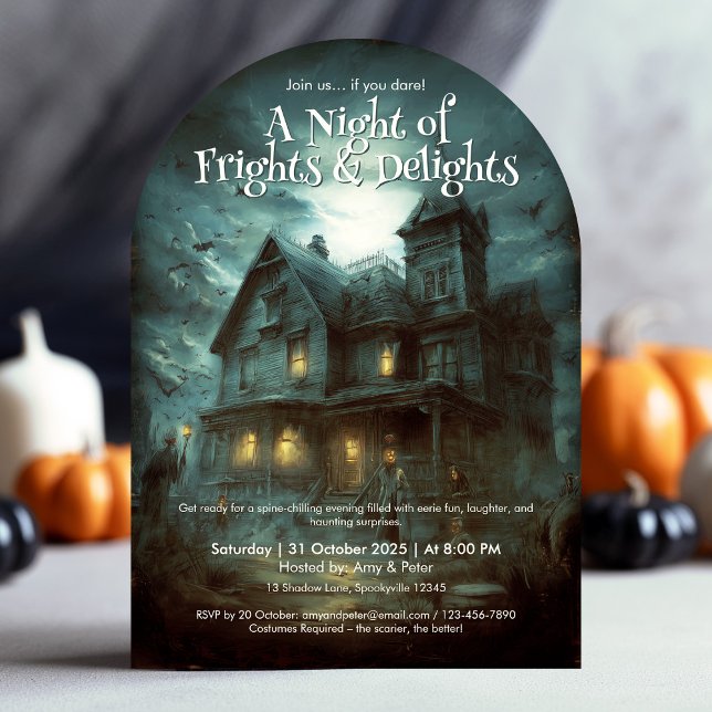 Invitation Scary Éffrayant Adulte Haunted House Halloween Par (Scary Adult Spooky Haunted House Halloween Party Invitation)