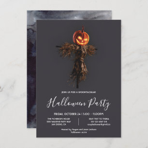 Invitation Scary Elegant Citrouille Scarecrow Halloween Party