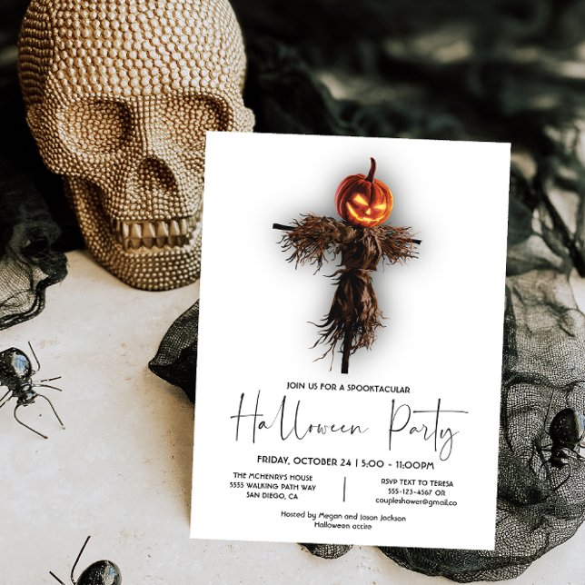 Invitation Scary Elegant Citrouille Scarecrow Halloween Party (Créateur téléchargé)