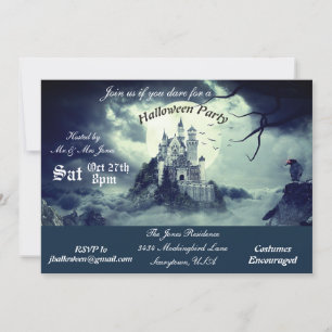Invitation Scary Haunted Castle House Soirée d'Halloween