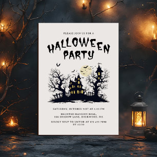 Invitation Scary Haunted House Moderne Adultes Halloween Part