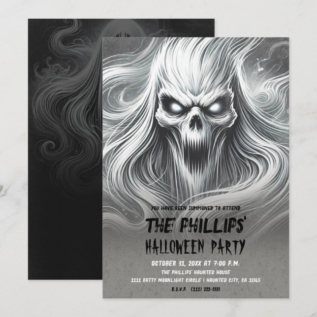 Invitation Scary hurler Poltergeist Ghost Halloween Party (Devant / Derrière)