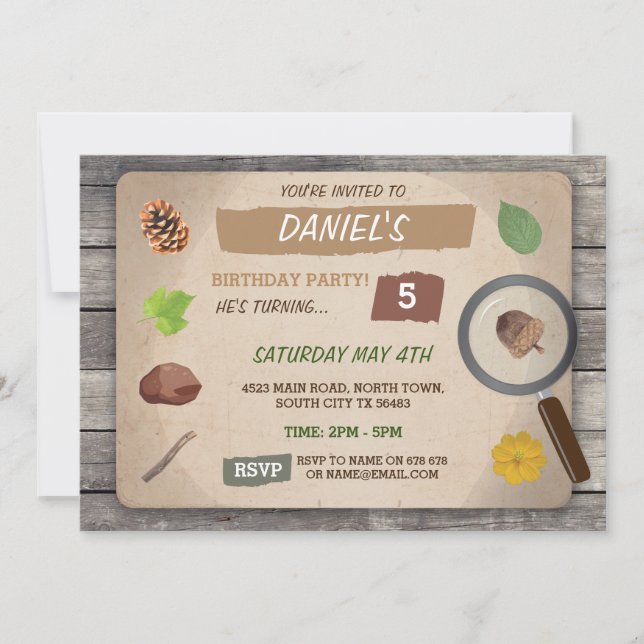 INVITATION SCAVENGER CHASSE ANNIVERSAIRE DE ENFANT PARTY GARD (Devant)