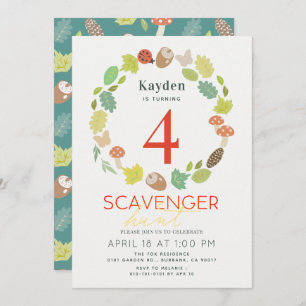 Invitation Scavenger Hunt Nature Trail Turquoise Anniversaire