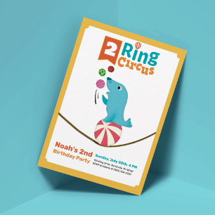 Invitation Sceau animal 2-Ring Circus 2e anniversaire Invitat