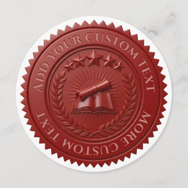 Invitation Sceau de certificat en cire rouge 3D modifiable pe (Devant)