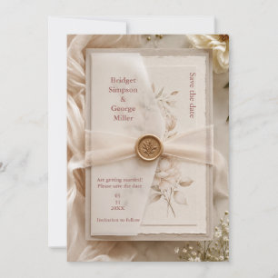 Invitation Sceau de cire de mariage moderne romantique sur vé