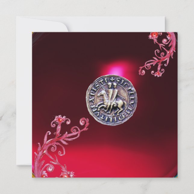 Invitation SCEAU DES CHEVALIERS TEMPLAR rubis rouge bordeaux (Devant)