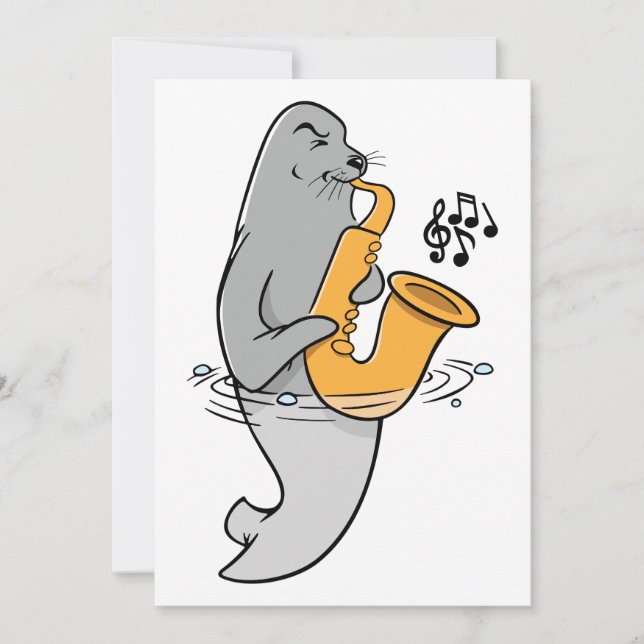 Invitation Sceau Jouant Au Saxophone (Devant)