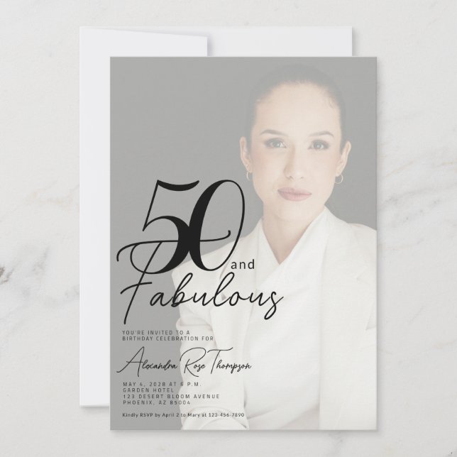 Invitation Scénario 50 et Fabuleux Photo Fête d'anniversaire  (Devant)