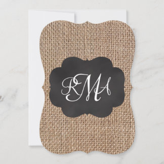 Invitation Scénario Burlap Triple Script Monogramme