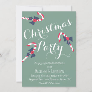 Invitation Scénario de fête de Noël vintage avec canne à bonb