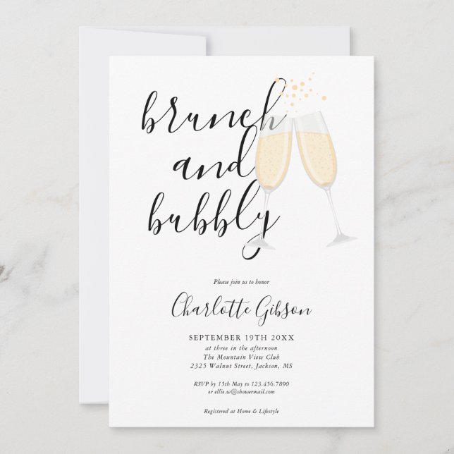 Invitation Scénario de signature de Brunch Et Bubbly pour la  (Devant)