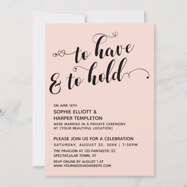 Invitation Scénario de To Have & To Hold, Réception Hearts Bl (Devant)