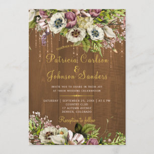 Invitation Scénario d'or floral rustique automne mariage de b
