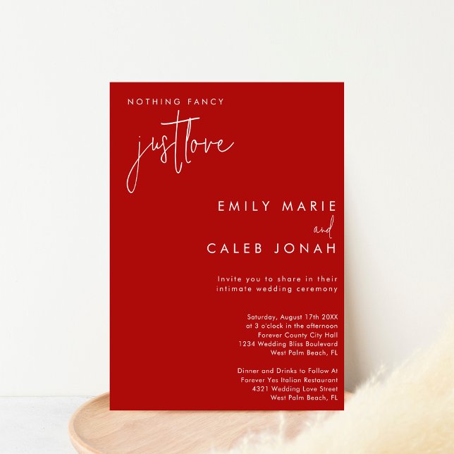 Invitation Scénario Just Love Red Mariage Intime Tribunal (Créateur téléchargé)