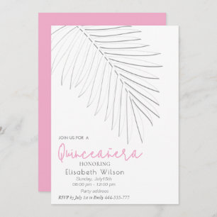 Invitation Scénario minimaliste de palmier Embossé Quinceañer