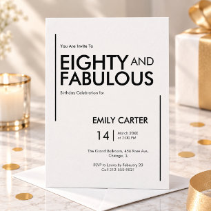 Invitation Scénario quatre-vingts ans et fabuleux pour fête d