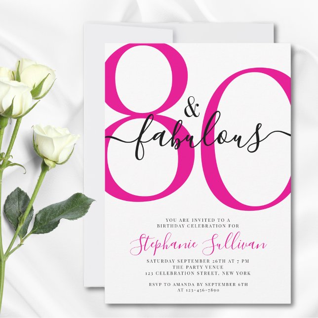 Invitation Scénario Quatre-vingts et Fabuleux 80e Anniversair (Créateur téléchargé)