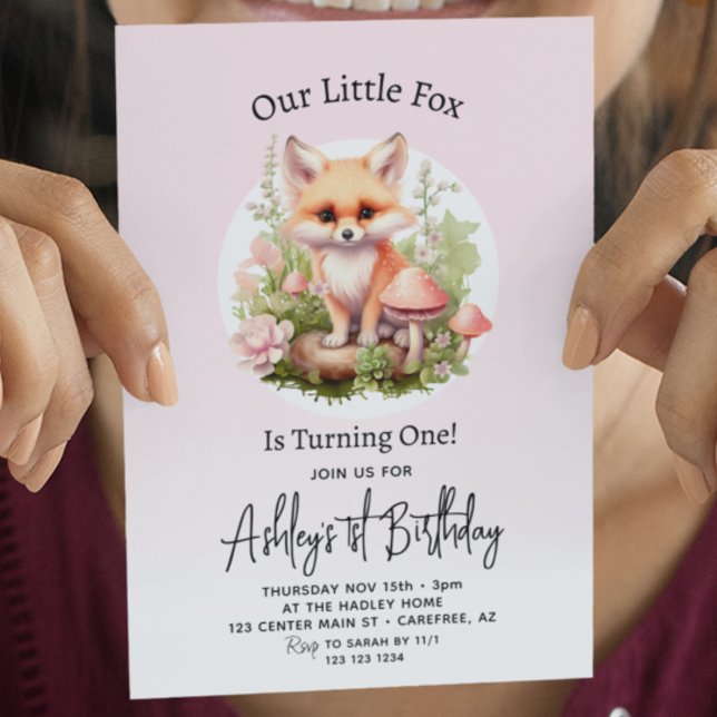 Invitation Scénario Renard Mignon Fille 1er Anniversaire (Créateur téléchargé)