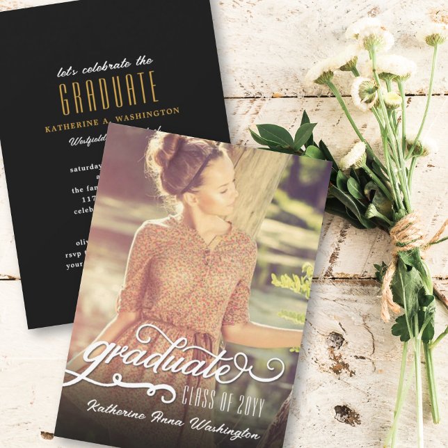 Invitation Scénario Romantique Photo de Diplômé Fête de Remis (Créateur téléchargé)