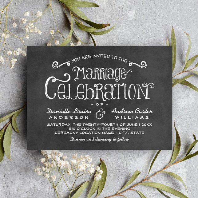 Invitation Scénario rustique Chalkboard Mariage Célébration (Créateur téléchargé)