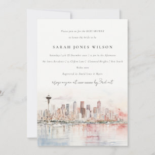 Invitation Scène aquarelle de Seattle, Washington pour Baby S