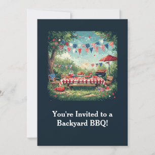 Invitation Scène de BBQ de jardin patriotique – 4 juillet