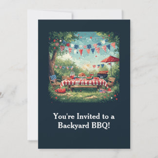 Invitation Scène de BBQ de jardin patriotique – 4 juillet