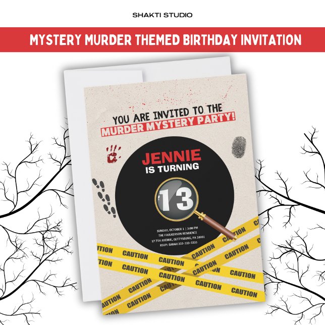 Invitation Scène de Crime de la Fête d'Anniversaire Mystère M (Créateur téléchargé)