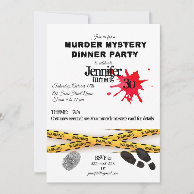 Invitation Scène de crime pour une soirée d'anniversaire myst (Devant)